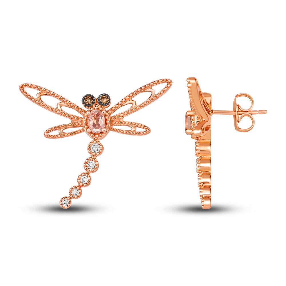 Le Vian Natural Morganite Dragonfly Stud Earrings 1/6 ct tw Diamonds 14K Strawberry Gold HlApqkjG