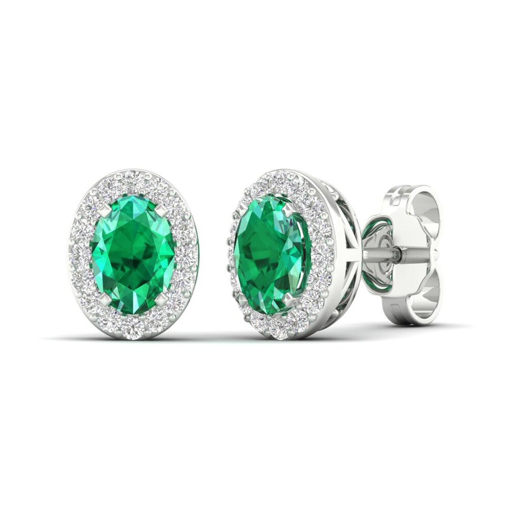Lab-Created Emerald & Lab-Created White Sapphire Stud Earrings 10K White Gold HnPq4ts8 Lab-Created Emerald & Lab-Created White Sapphire Stud Earrings 10K White Gold HnPq4ts8