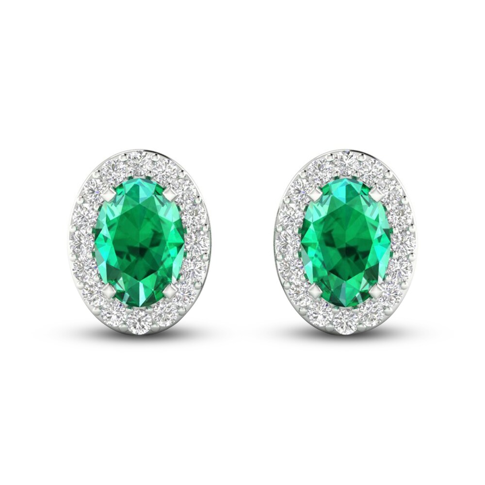 Lab-Created Emerald & Lab-Created White Sapphire Stud Earrings 10K White Gold HnPq4ts8 Lab-Created Emerald & Lab-Created White Sapphire Stud Earrings 10K White Gold HnPq4ts8