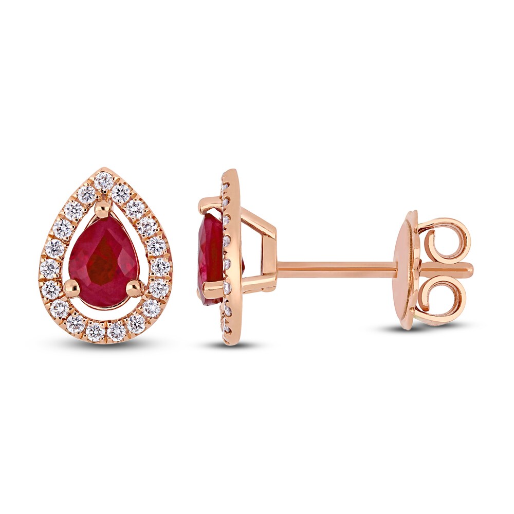 Natural Ruby Stud Earrings 1/5 ct tw Diamonds 14K Rose Gold HutkZJnj Natural Ruby Stud Earrings 1/5 ct tw Diamonds 14K Rose Gold HutkZJnj