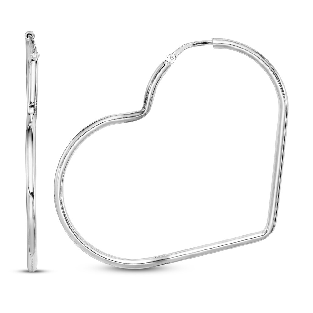 Heart Hoop Earrings Sterling Silver 45mm HxLUp7xM Heart Hoop Earrings Sterling Silver 45mm HxLUp7xM