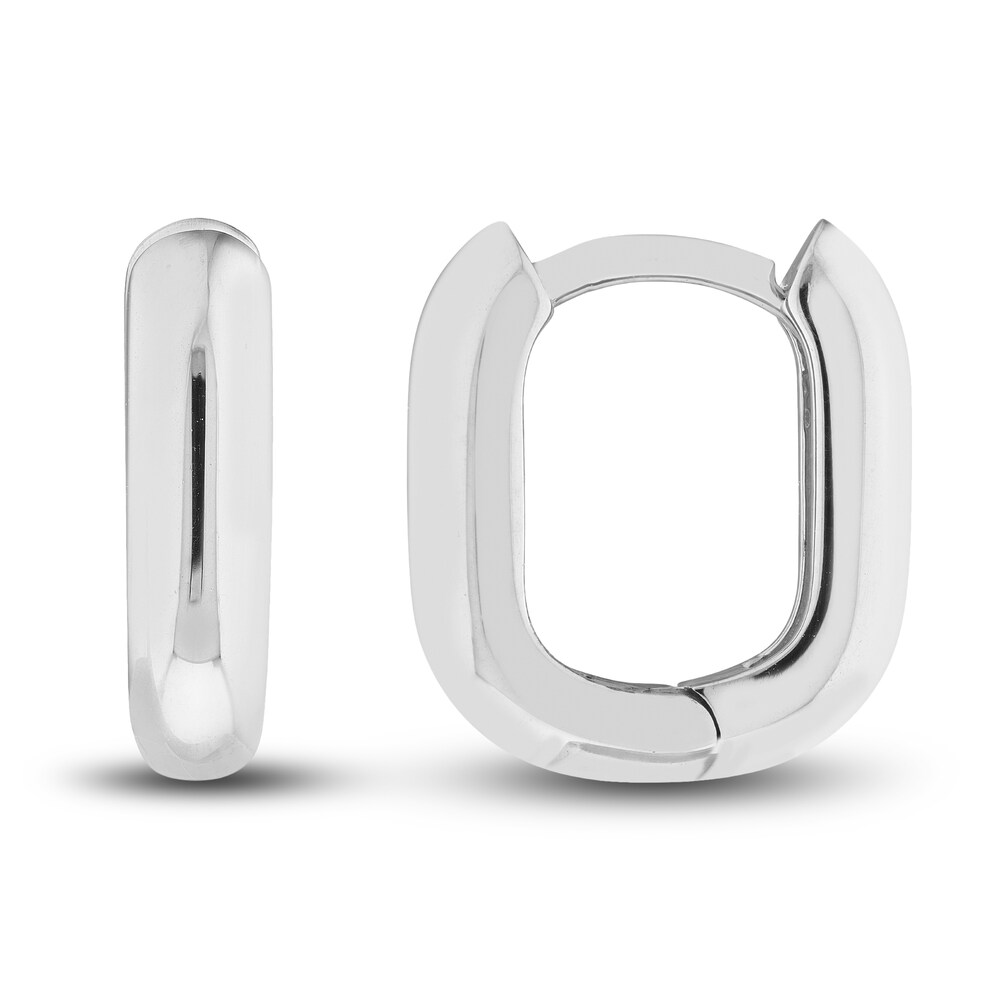 Huggie Earrings 14K White Gold 12mm INl6lKPE Huggie Earrings 14K White Gold 12mm INl6lKPE