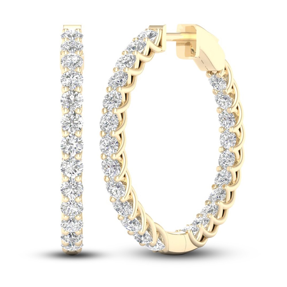Lab-Created Diamond Hoop Earrings 3 ct tw Round 14K Yellow Gold IO9je3Qg Lab-Created Diamond Hoop Earrings 3 ct tw Round 14K Yellow Gold IO9je3Qg