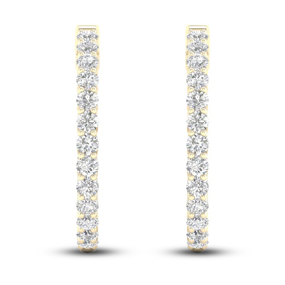 Lab-Created Diamond Hoop Earrings 3 ct tw Round 14K Yellow Gold IO9je3Qg Lab-Created Diamond Hoop Earrings 3 ct tw Round 14K Yellow Gold IO9je3Qg