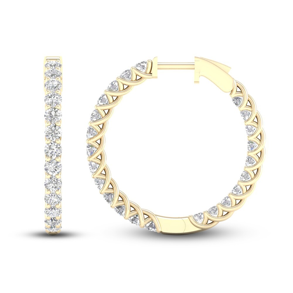 Lab-Created Diamond Hoop Earrings 3 ct tw Round 14K Yellow Gold IO9je3Qg Lab-Created Diamond Hoop Earrings 3 ct tw Round 14K Yellow Gold IO9je3Qg