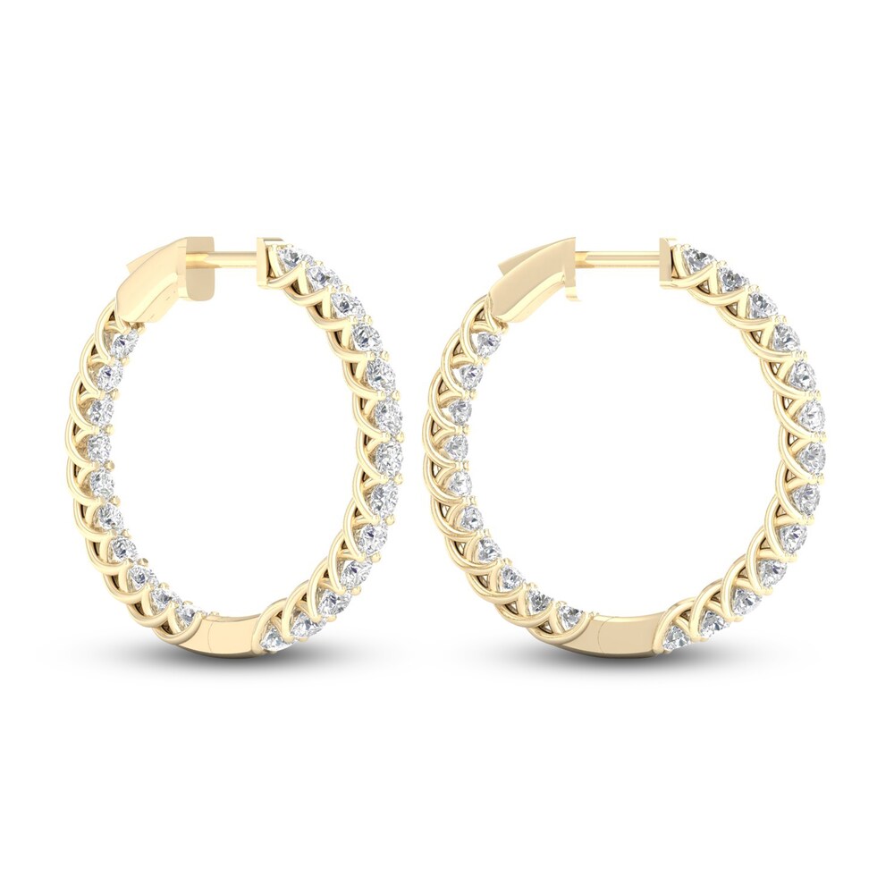 Lab-Created Diamond Hoop Earrings 3 ct tw Round 14K Yellow Gold IO9je3Qg Lab-Created Diamond Hoop Earrings 3 ct tw Round 14K Yellow Gold IO9je3Qg