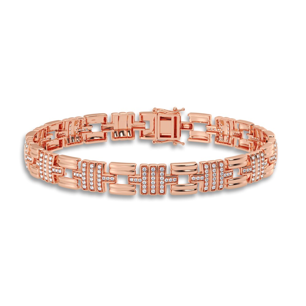 Men's Diamond Bracelet 1 ct tw 14K Rose Gold 8.5" IPollv7U Men's Diamond Bracelet 1 ct tw 14K Rose Gold 8.5" IPollv7U