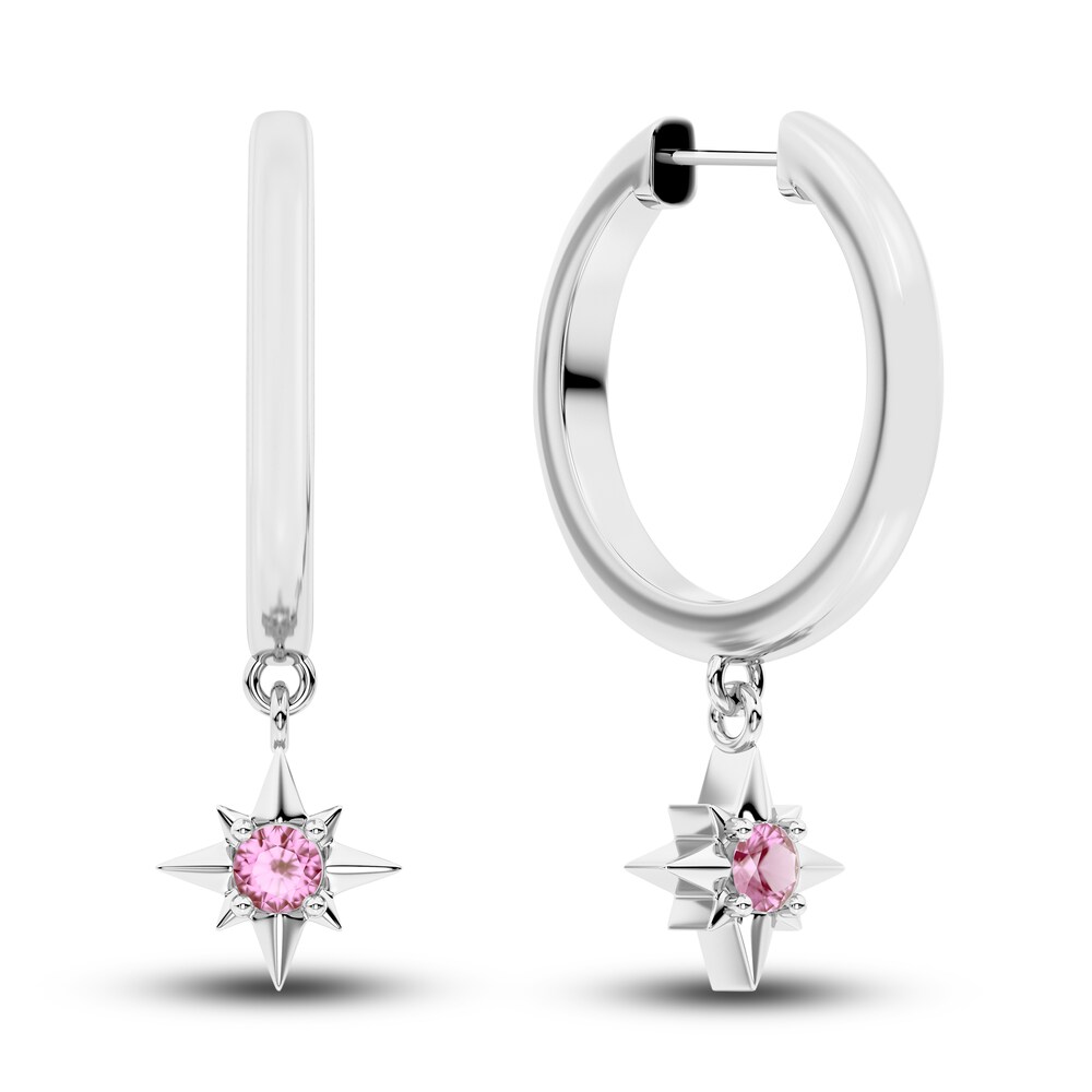 Juliette Maison Natural Pink Tourmaline Starburst Hoops 10K White Gold IRNr6GPk Juliette Maison Natural Pink Tourmaline Starburst Hoops 10K White Gold IRNr6GPk