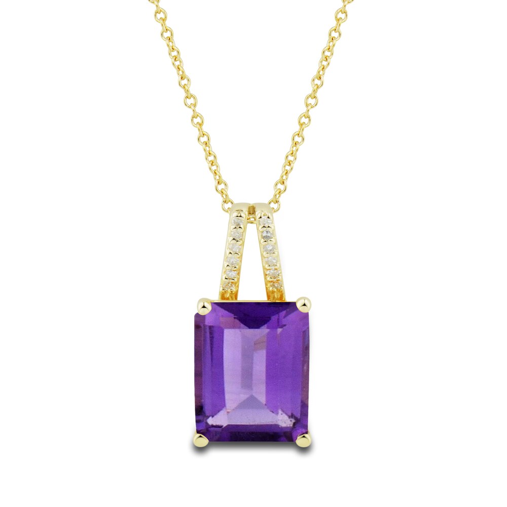 Natural Amethyst Ring, Earring & Necklace Set 1/5 ct tw Diamonds 10K Yellow Gold IViqusr6