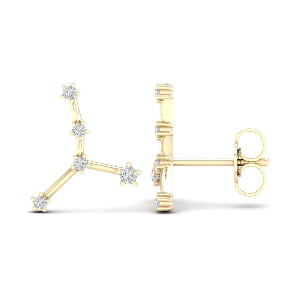 Diamond Cancer Constellation Earrings 1/8 ct tw Round 14K Yellow Gold IX7iaHFV