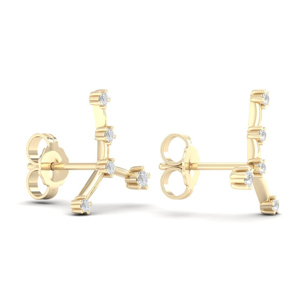 Diamond Cancer Constellation Earrings 1/8 ct tw Round 14K Yellow Gold IX7iaHFV
