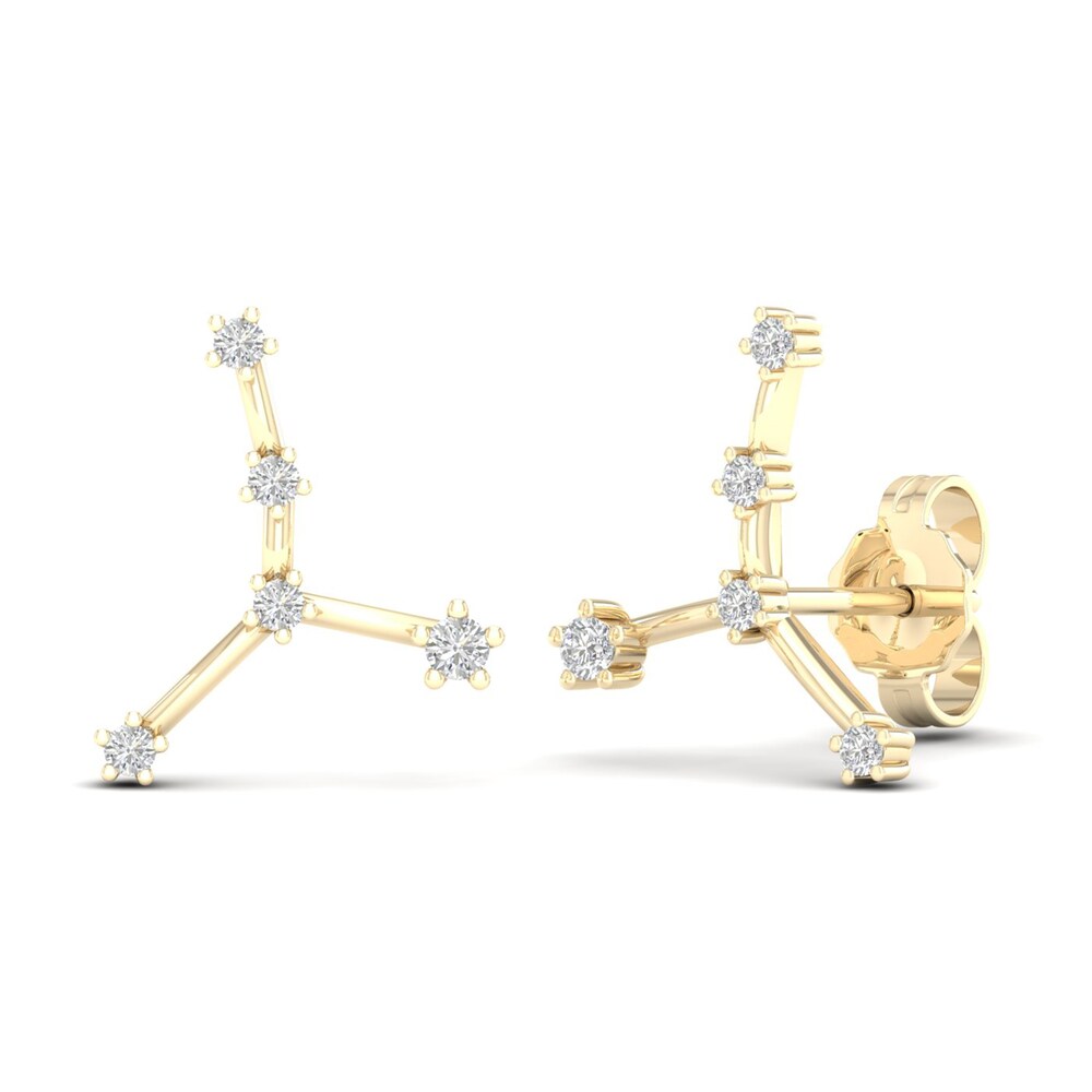 Diamond Cancer Constellation Earrings 1/8 ct tw Round 14K Yellow Gold IX7iaHFV