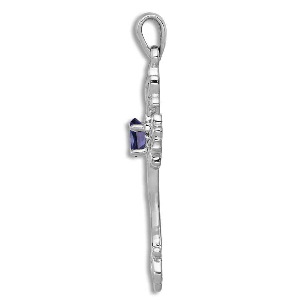 Natural Blue Sapphire Cross Charm 14K White Gold IZCOtvmb Natural Blue Sapphire Cross Charm 14K White Gold IZCOtvmb