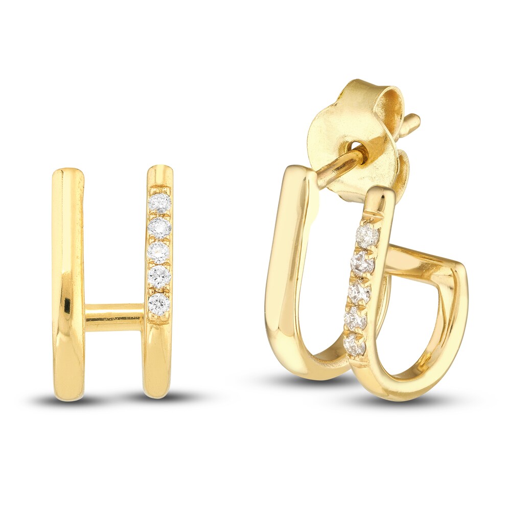 Diamond J Huggie Earrings 1/15 ct tw Round 14K Yellow Gold IcgUKZbr Diamond J Huggie Earrings 1/15 ct tw Round 14K Yellow Gold IcgUKZbr