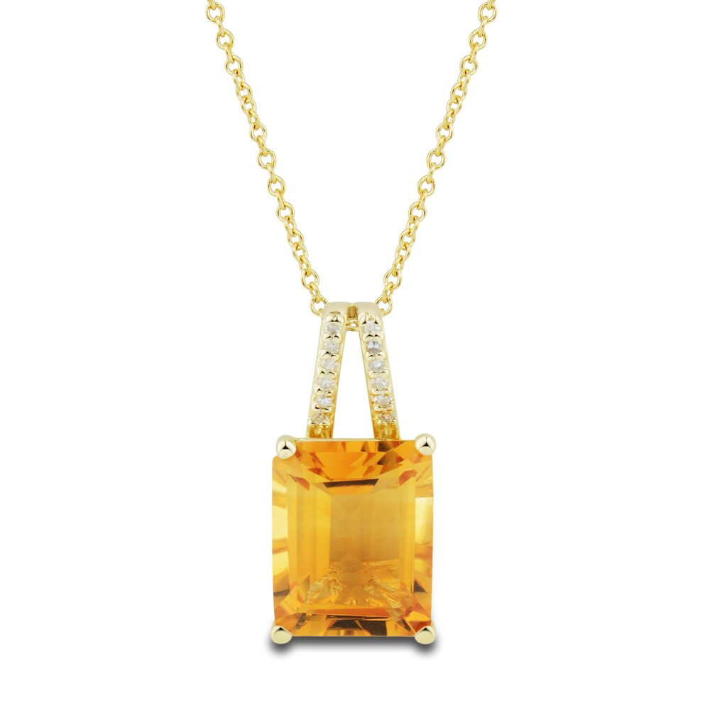 Natural Citrine Ring, Earring & Necklace Set 1/5 ct tw Emerald 10K Yellow Gold Ie2kdPXR