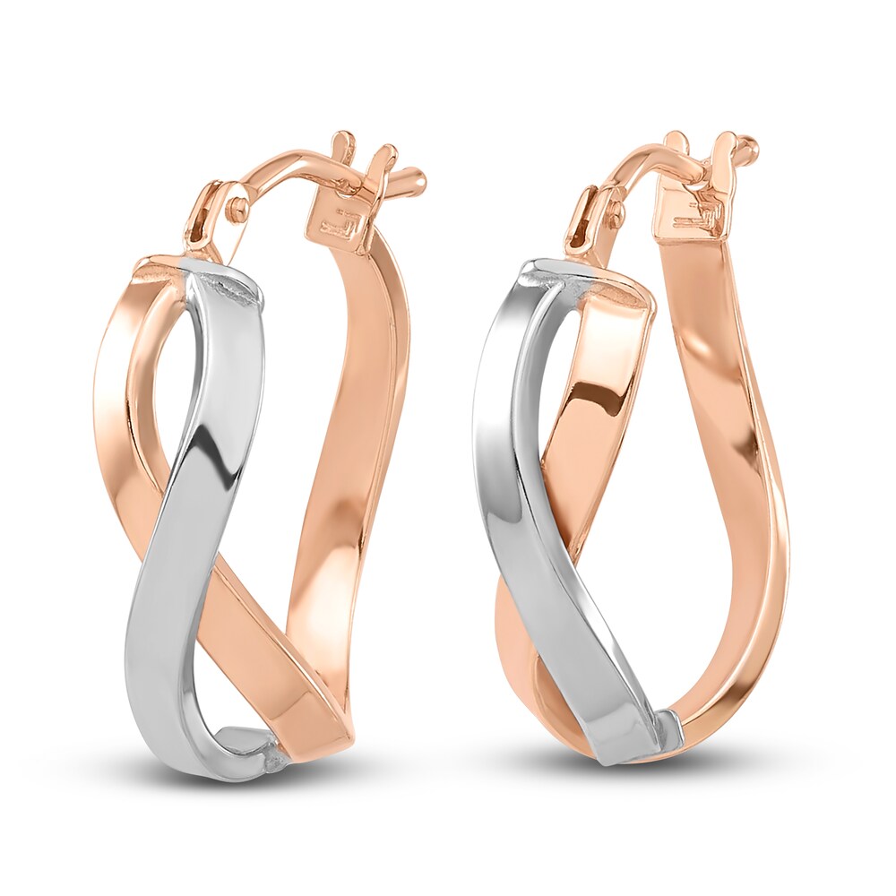 Polished Hoop Earrings 14K Two-Tone Gold IeIzegWb Polished Hoop Earrings 14K Two-Tone Gold IeIzegWb
