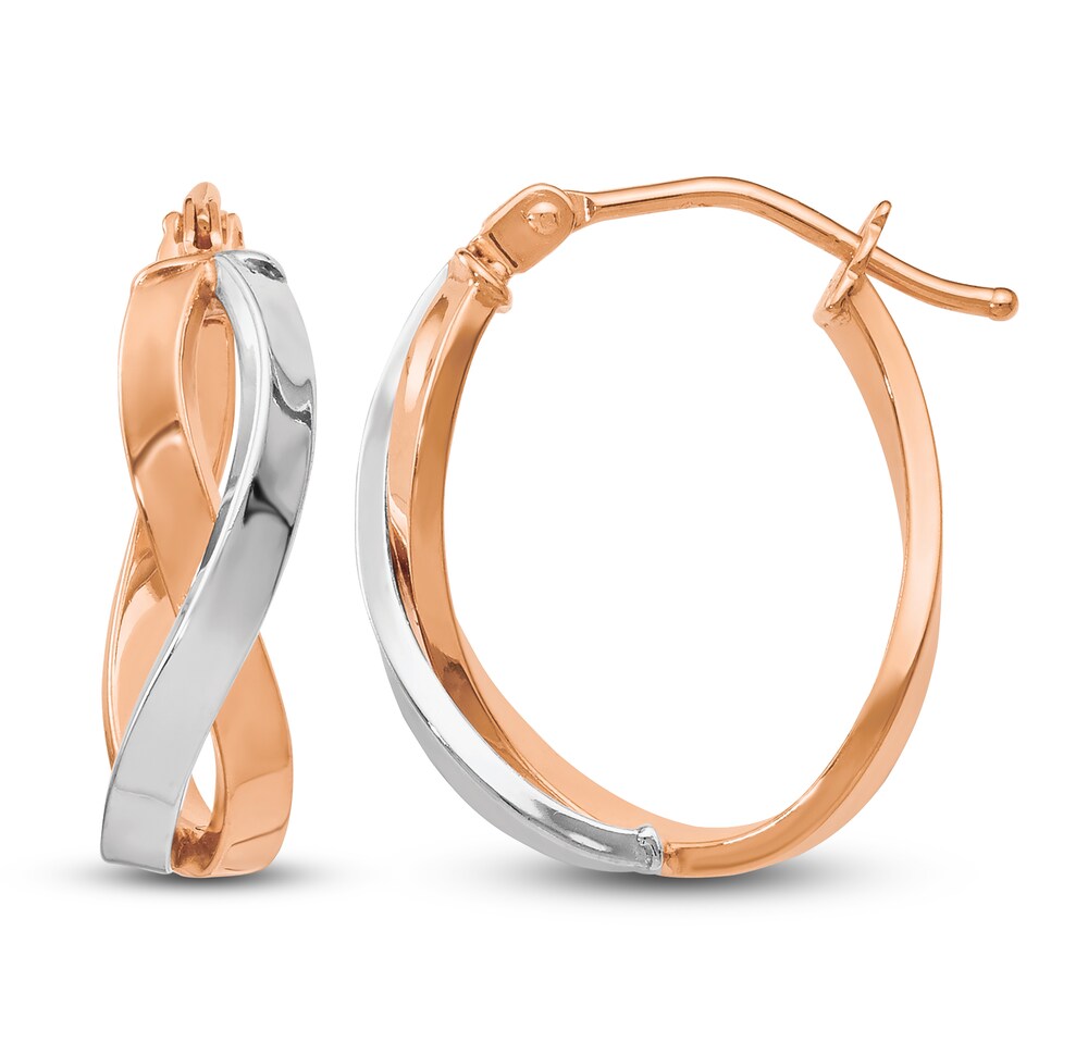 Polished Hoop Earrings 14K Two-Tone Gold IeIzegWb Polished Hoop Earrings 14K Two-Tone Gold IeIzegWb