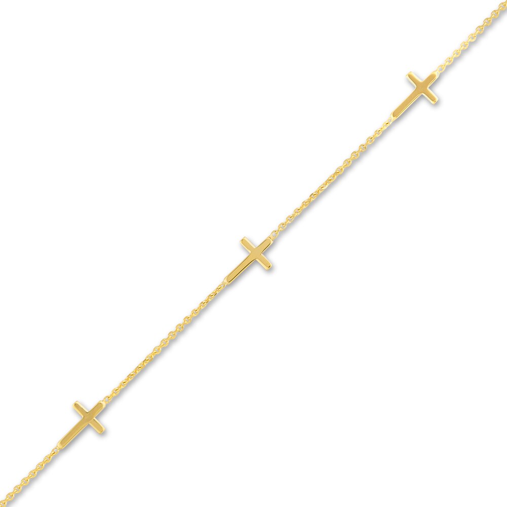 5 Cross Station Bracelet 14K Yellow Gold 7.25\" IgWhqoio
