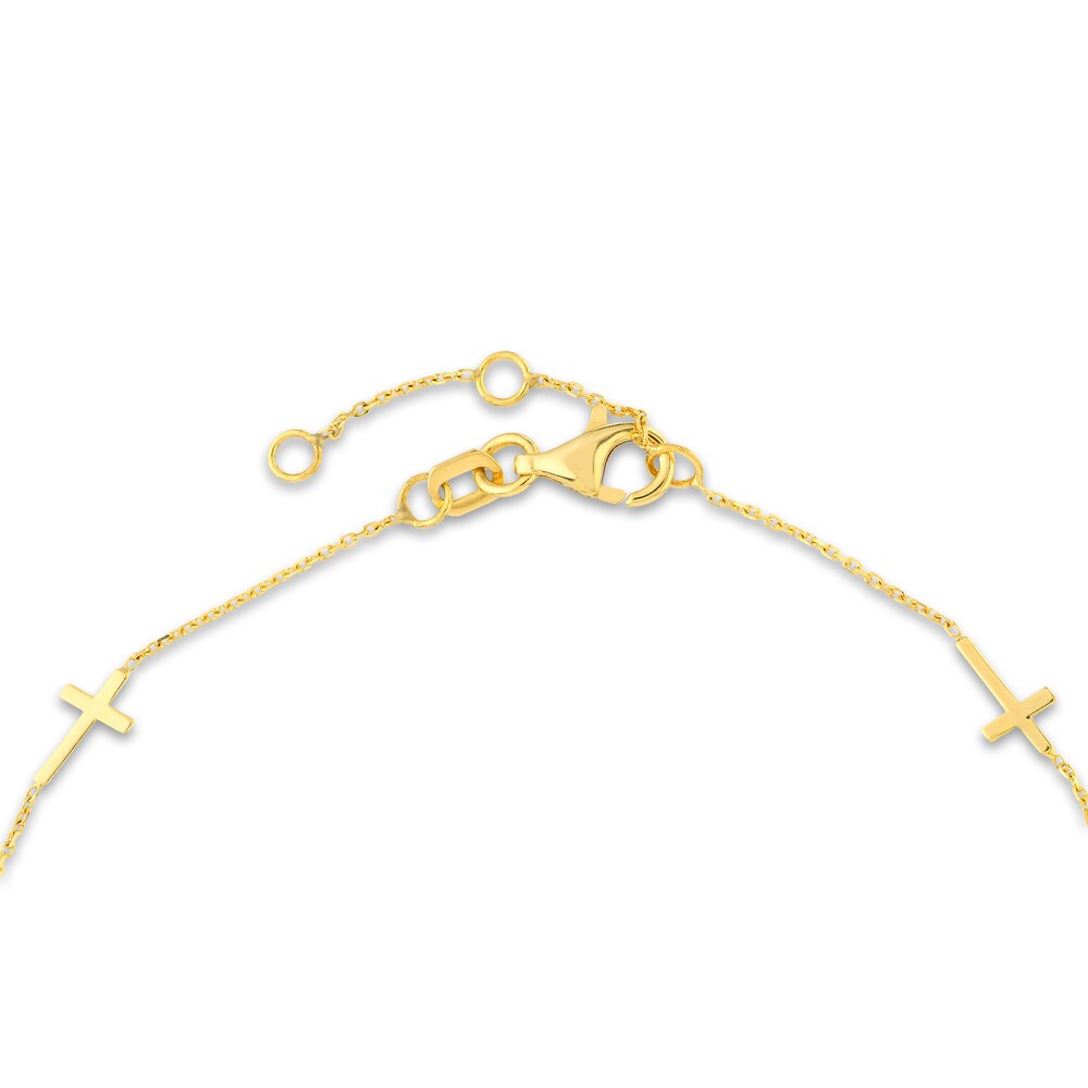 5 Cross Station Bracelet 14K Yellow Gold 7.25\" IgWhqoio