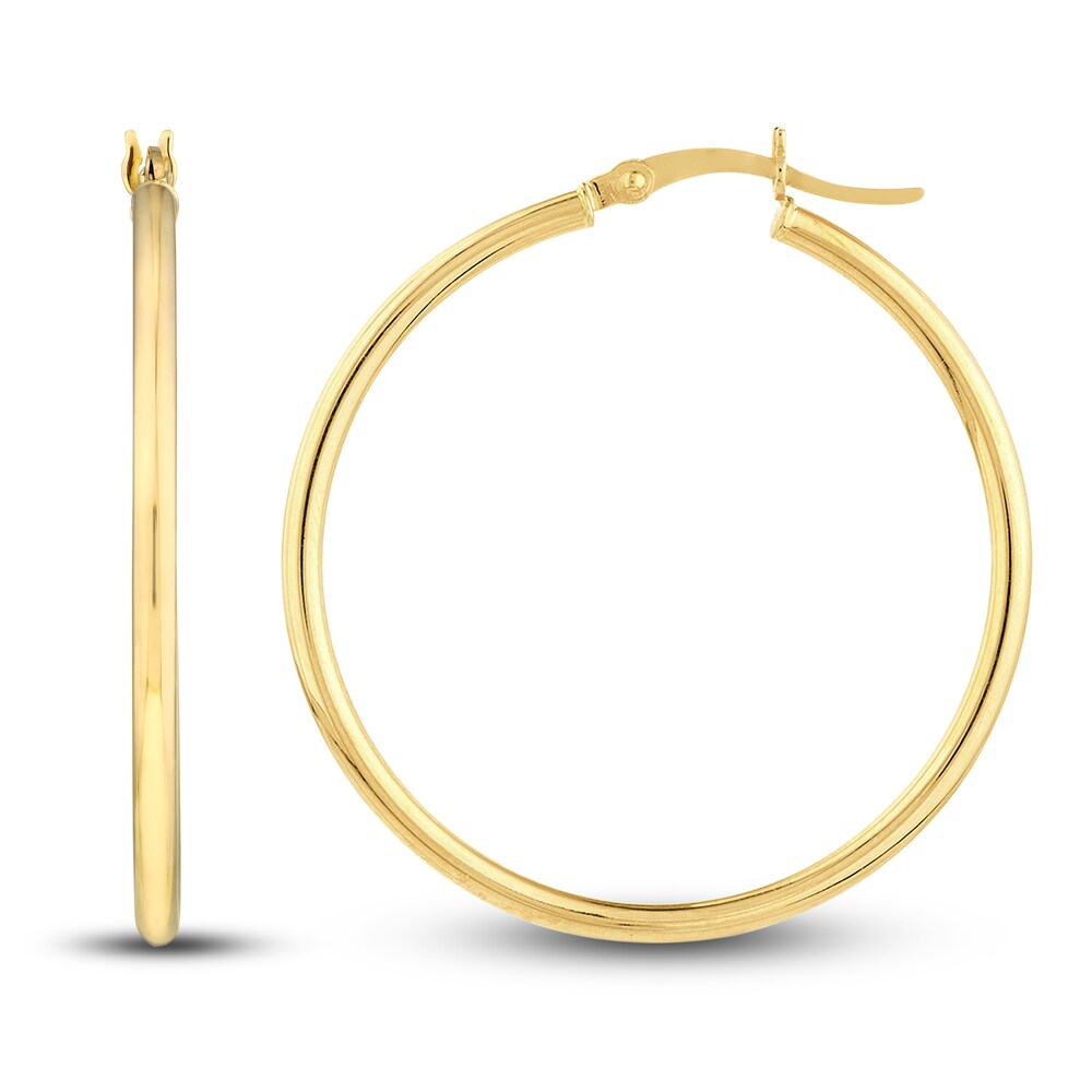 Polished Hoop Earrings 14K Yellow Gold 35mm Ikf8jJWF