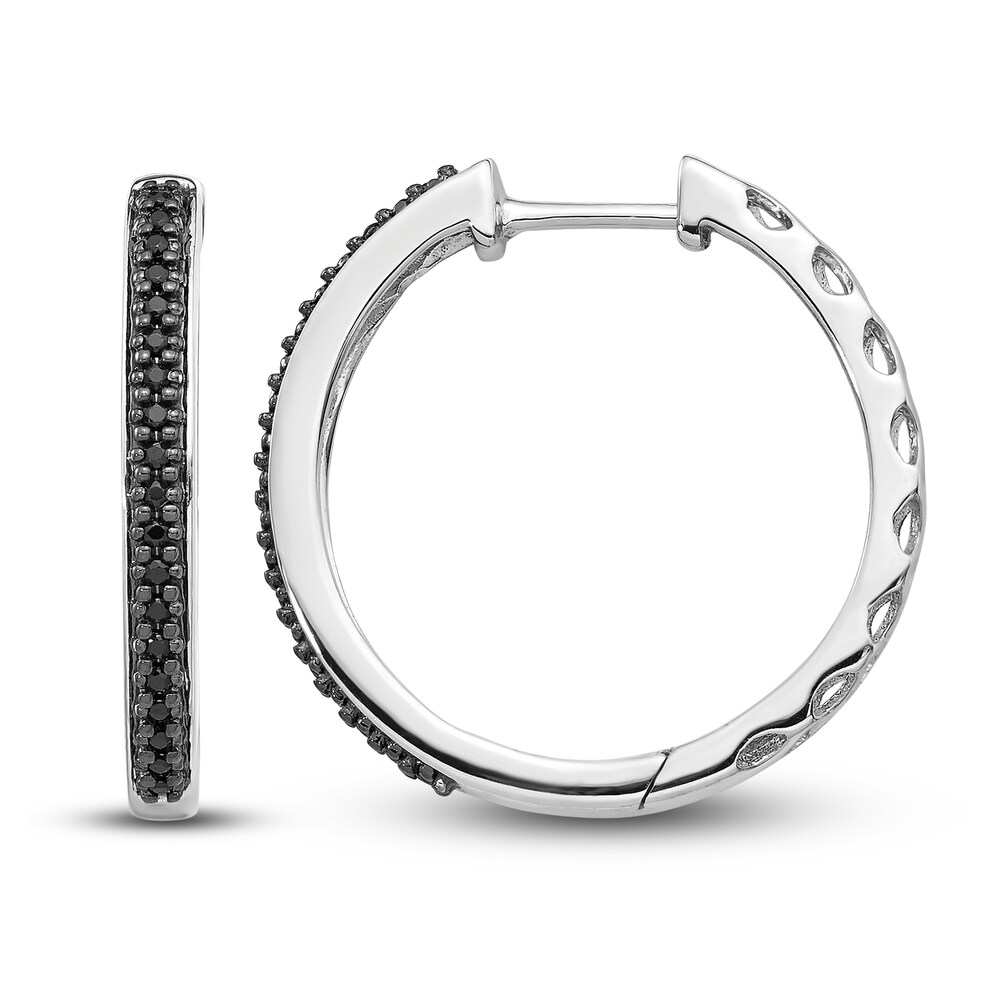 Black Diamond Hoop Earrings 1/6 ct tw Round 14K White Gold Ill7N1jv Black Diamond Hoop Earrings 1/6 ct tw Round 14K White Gold Ill7N1jv