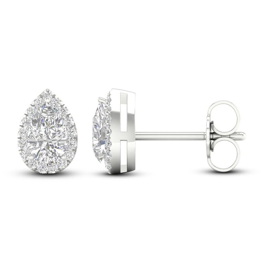 Diamond Stud Earrings 1/2 ct tw Round/Pear-shaped 14K White Gold IvYsWBnh Diamond Stud Earrings 1/2 ct tw Round/Pear-shaped 14K White Gold IvYsWBnh