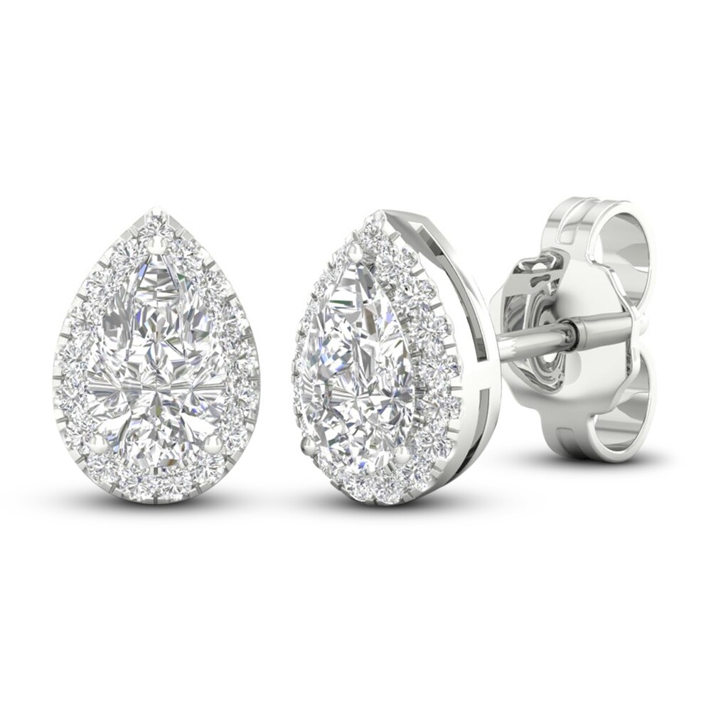 Diamond Stud Earrings 1/2 ct tw Round/Pear-shaped 14K White Gold IvYsWBnh Diamond Stud Earrings 1/2 ct tw Round/Pear-shaped 14K White Gold IvYsWBnh