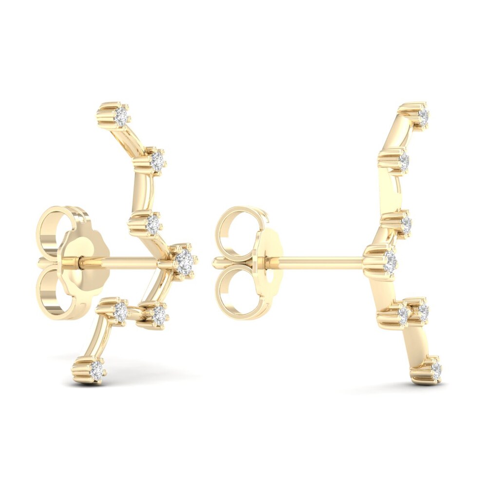 Diamond Pisces Constellation Earrings 1/8 ct tw Round 14K Yellow Gold Iz75aAZ8