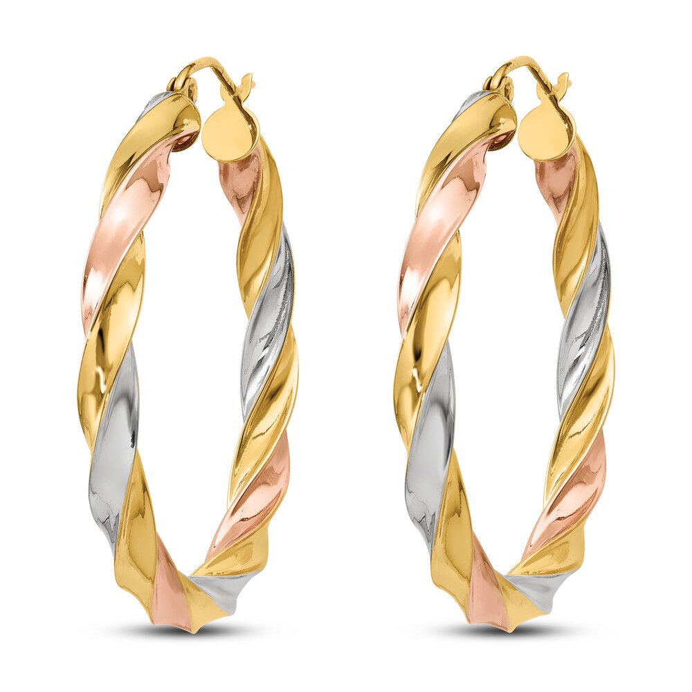 Light Twisted Hoop Earrings 14K Tri-Color Gold J0Twao0P Light Twisted Hoop Earrings 14K Tri-Color Gold J0Twao0P
