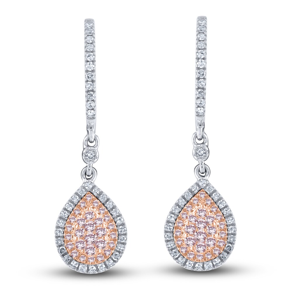 Pink & White Diamond Drop Earrings 1/3 ct tw Round 14K Two-Tone Gold J2Vs09ye Pink & White Diamond Drop Earrings 1/3 ct tw Round 14K Two-Tone Gold J2Vs09ye