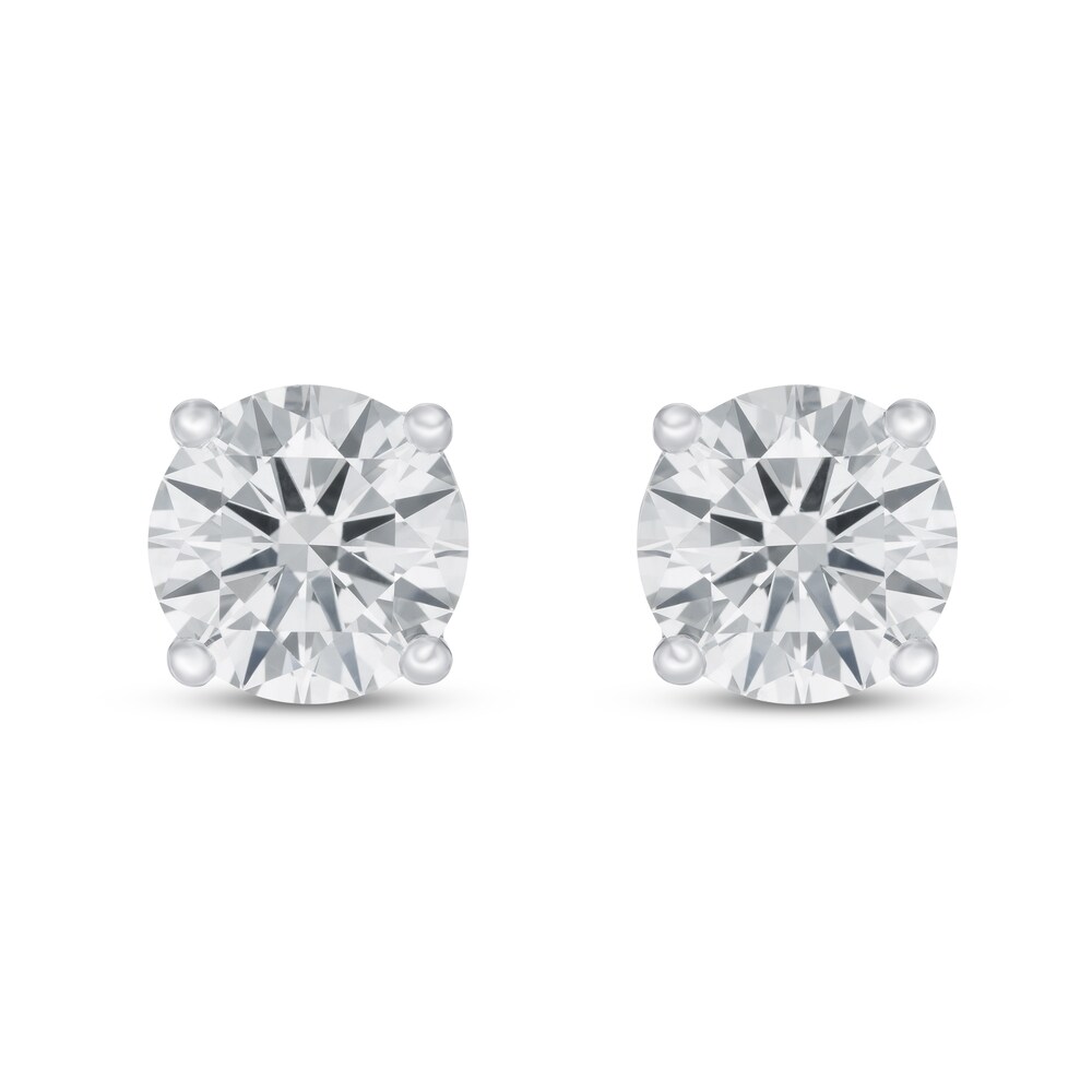 Lab-Created Diamond Solitaire Earrings 2 ct tw Round 14K White Gold (SI2/F) J7SQZ5Uz