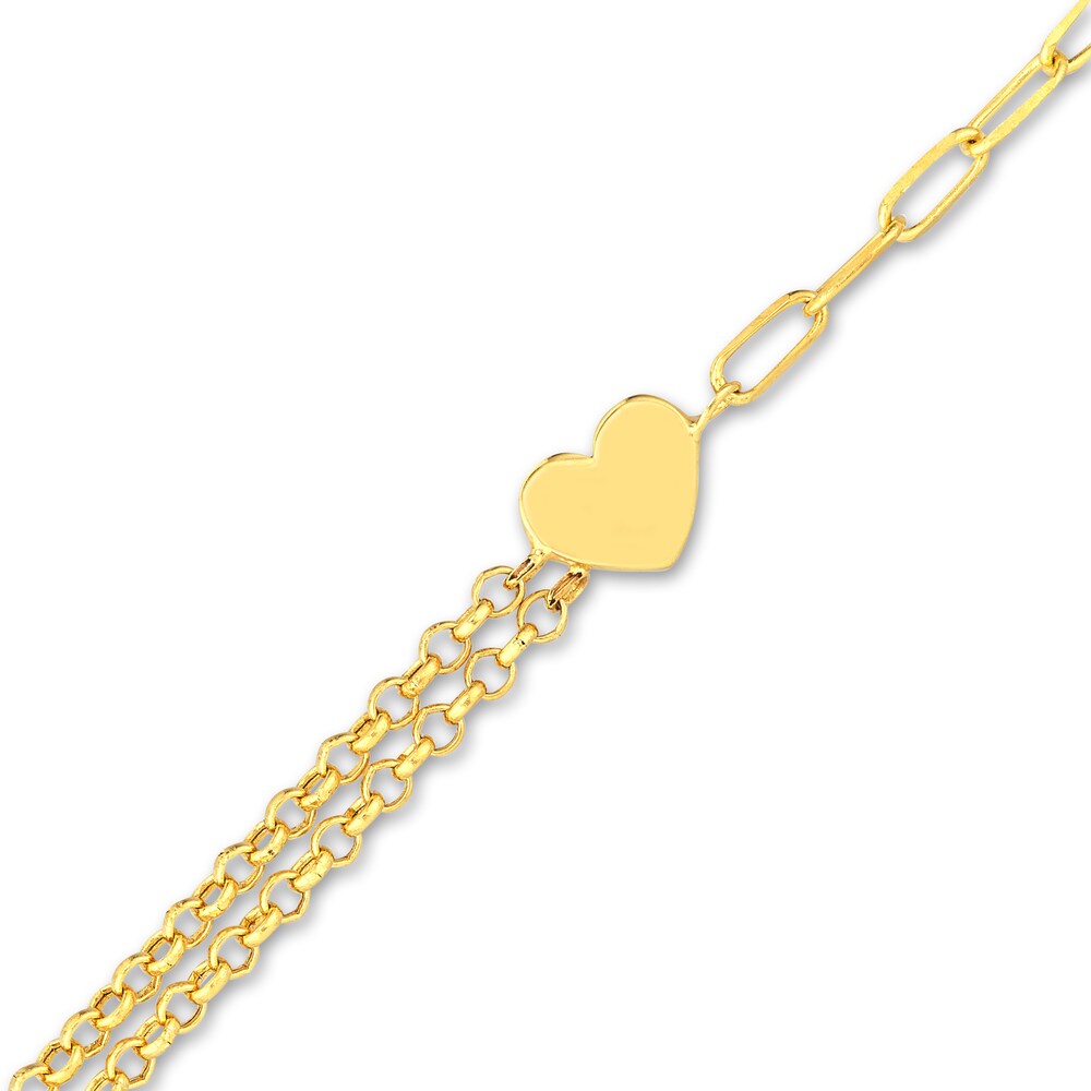 Paperclip/Rolo Heart Bracelet 14K Yellow Gold 7.3\" JASfvY1y Paperclip/Rolo Heart Bracelet 14K Yellow Gold 7.3\" JASfvY1y