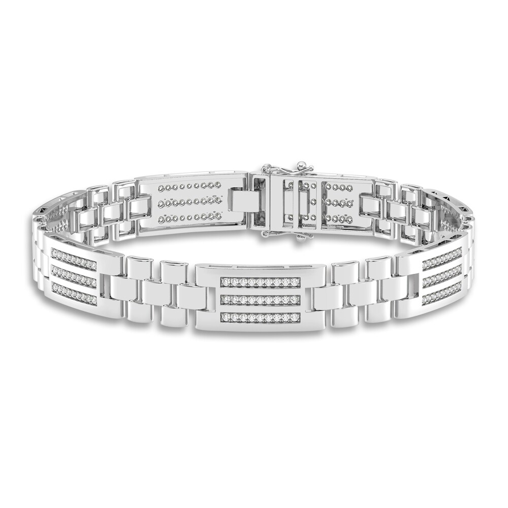 Men's Diamond Bracelet 1 ct tw Round 14K White Gold 8.5" JJqy8Xlz Men's Diamond Bracelet 1 ct tw Round 14K White Gold 8.5" JJqy8Xlz