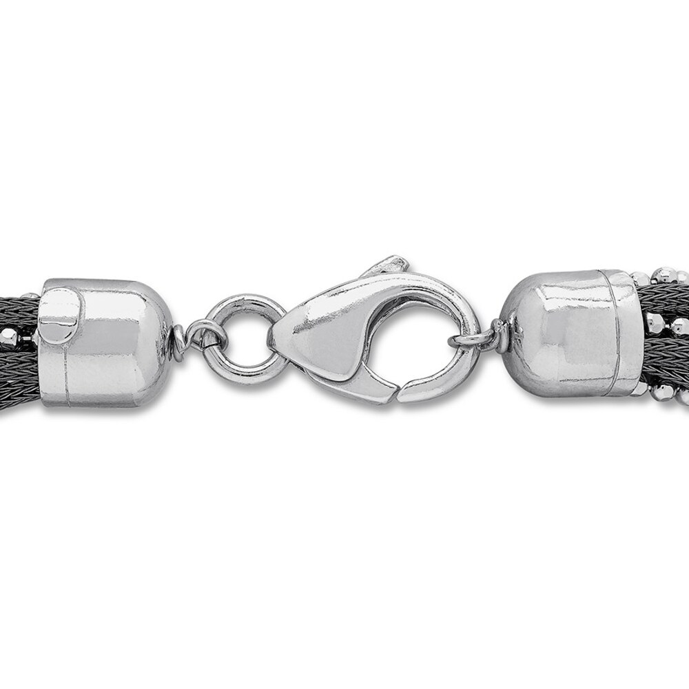 Mesh Bracelet Black Ruthenium-Plated Sterling Silver 7.5\" JNnnF1lx Mesh Bracelet Black Ruthenium-Plated Sterling Silver 7.5\" JNnnF1lx