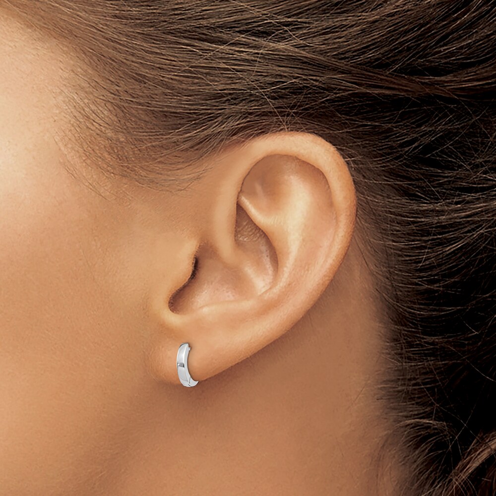 Hollow Hoop Earrings 14K White Gold 6x2mm JTDiizdx Hollow Hoop Earrings 14K White Gold 6x2mm JTDiizdx