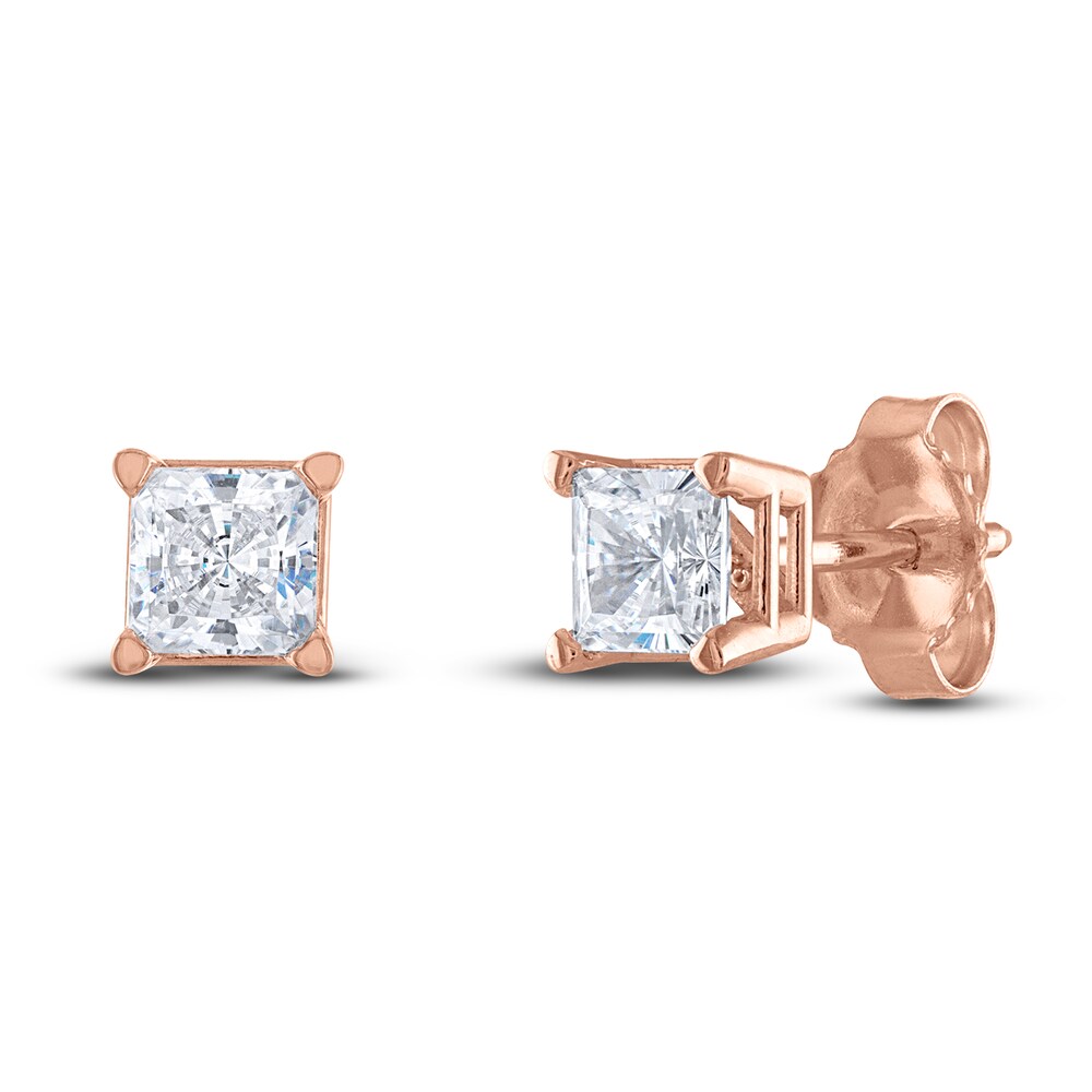 Diamond Solitaire Stud Earrings 1/2 ct tw Princess 14K Rose Gold (I2/I) JU9fn03w Diamond Solitaire Stud Earrings 1/2 ct tw Princess 14K Rose Gold (I2/I) JU9fn03w