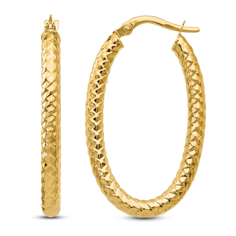 Polished Oval Hoop 14K Yellow Gold Jb58W6il Polished Oval Hoop 14K Yellow Gold Jb58W6il