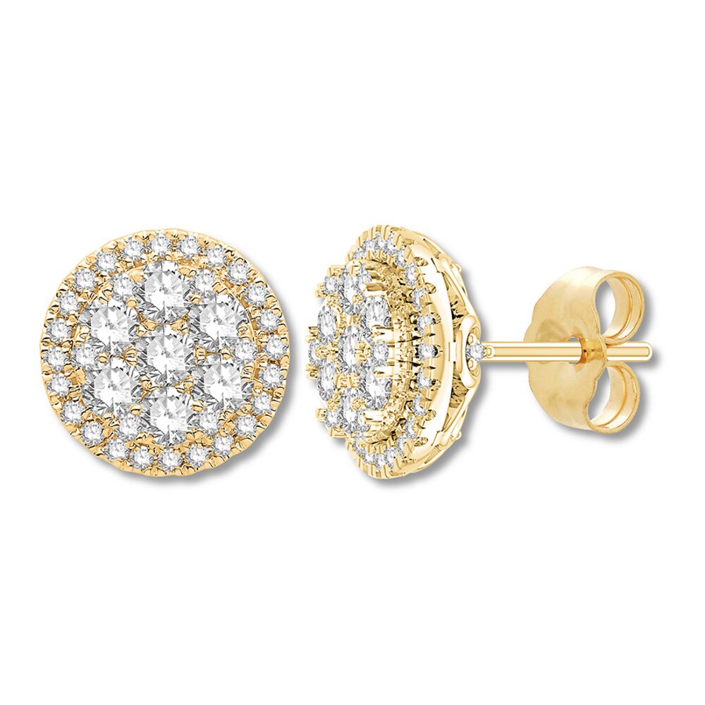 Colorless Diamond Earrings 1 ct tw 14K Yellow Gold JlCchkRu Colorless Diamond Earrings 1 ct tw 14K Yellow Gold JlCchkRu