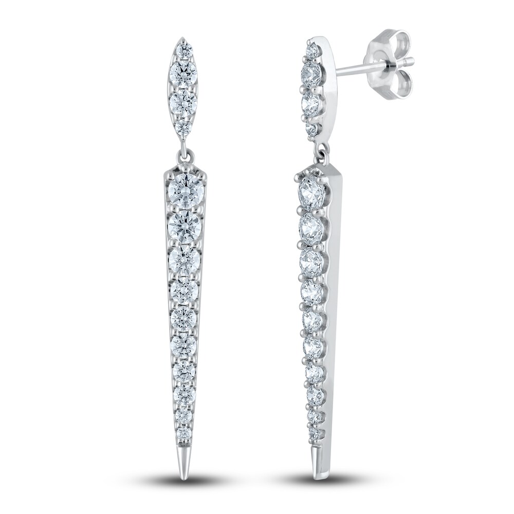 Diamond Dangle Earrings 1-1/2 ct tw Round 14K White Gold Ju2HvwHQ Diamond Dangle Earrings 1-1/2 ct tw Round 14K White Gold Ju2HvwHQ