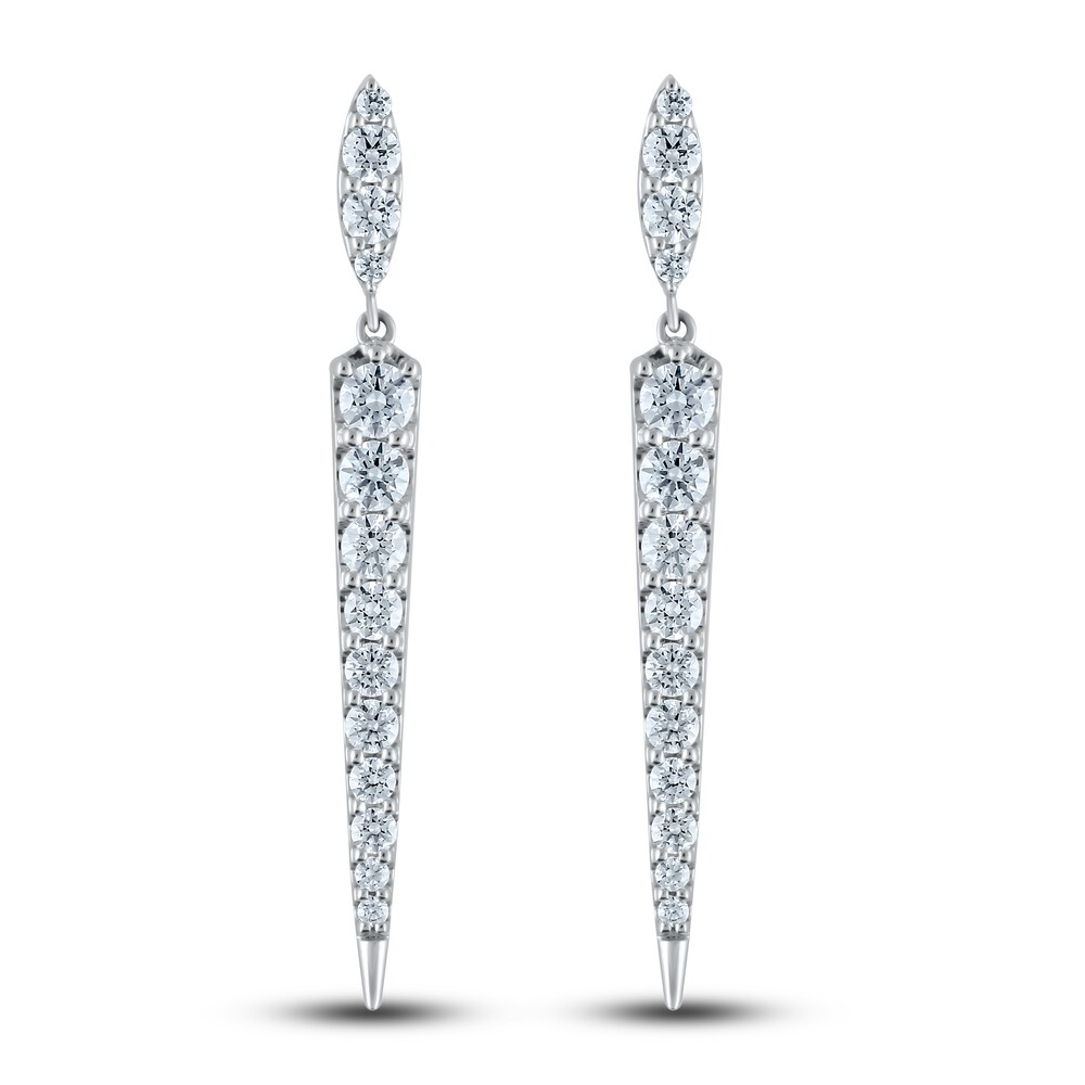 Diamond Dangle Earrings 1-1/2 ct tw Round 14K White Gold Ju2HvwHQ Diamond Dangle Earrings 1-1/2 ct tw Round 14K White Gold Ju2HvwHQ
