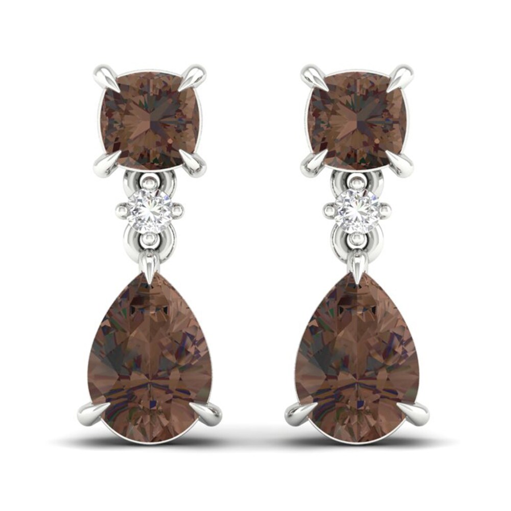 Natural Smoky Quartz Earrings 1/20 ct tw Diamonds 14K White Gold K2fRtG2w Natural Smoky Quartz Earrings 1/20 ct tw Diamonds 14K White Gold K2fRtG2w