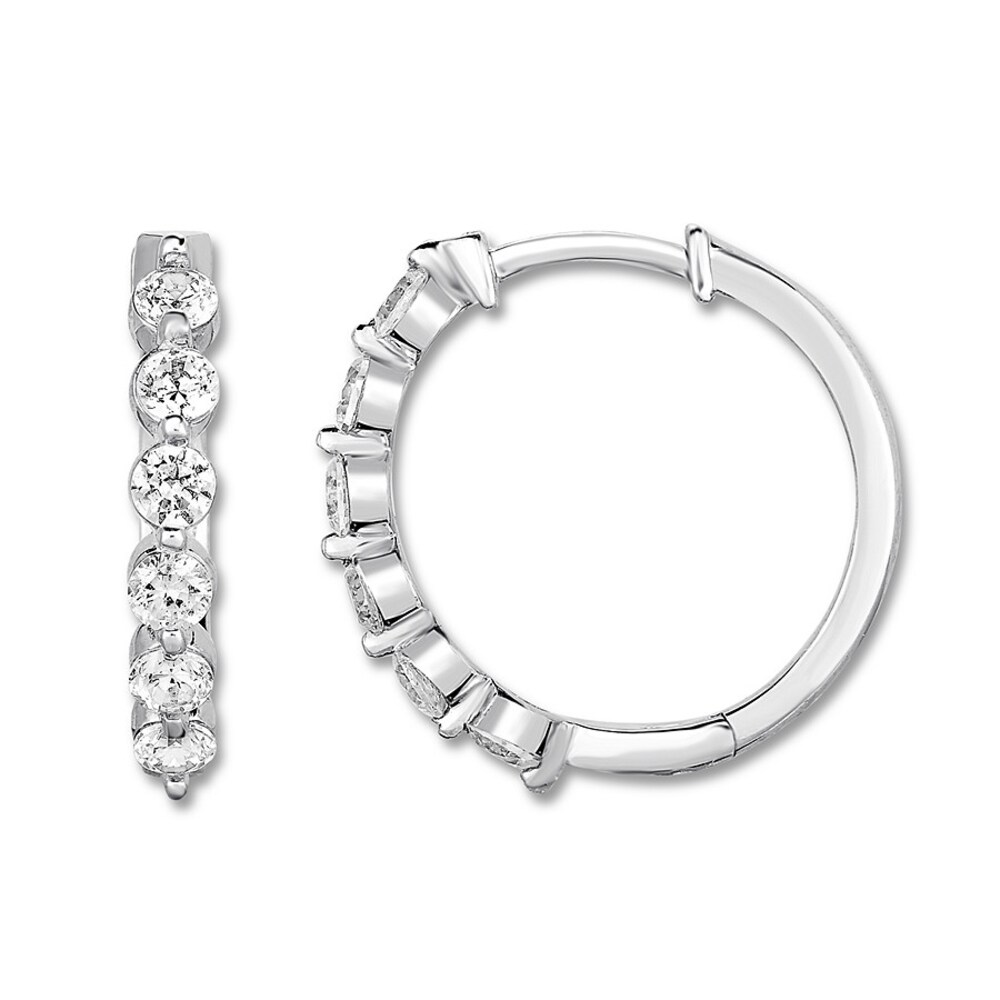 Diamond Hoop Earrings 1 ct tw Round-cut 14K White Gold K5jZz9Ur Diamond Hoop Earrings 1 ct tw Round-cut 14K White Gold K5jZz9Ur