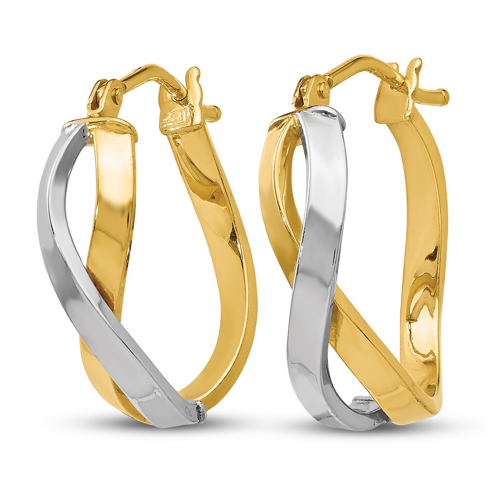 Polished Hoop Earrings 14K Two-Tone Gold K8DwArwQ Polished Hoop Earrings 14K Two-Tone Gold K8DwArwQ