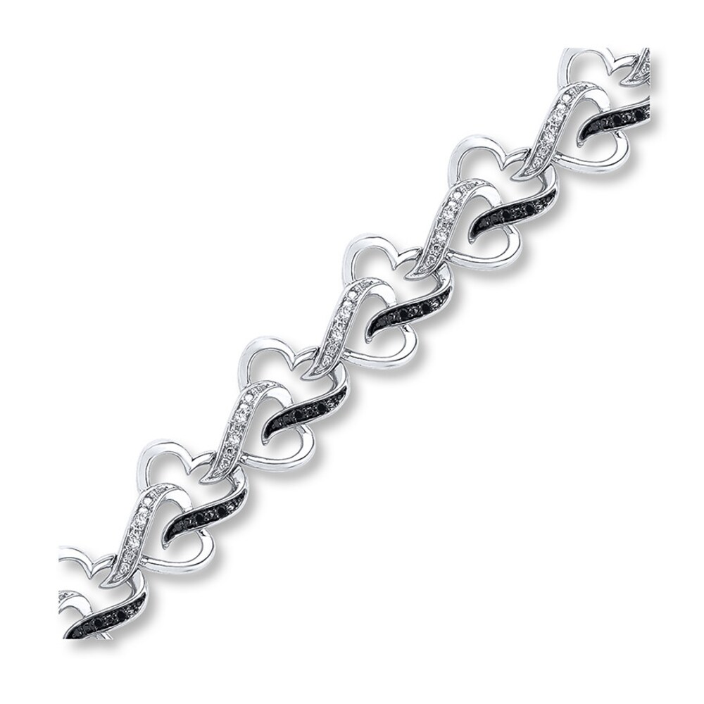 Diamond Heart Bracelet 1/4 ct tw Black/White Sterling Silver KAdyODcn Diamond Heart Bracelet 1/4 ct tw Black/White Sterling Silver KAdyODcn