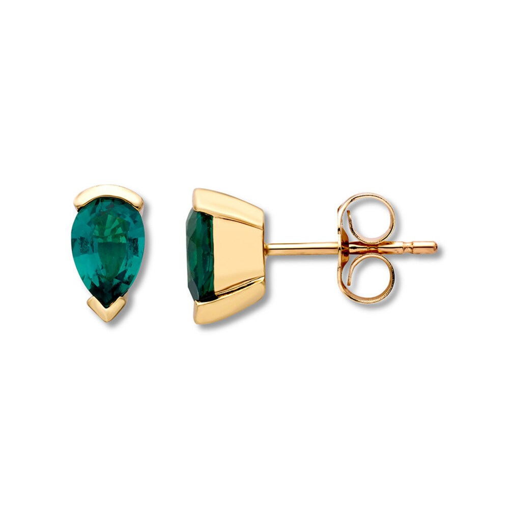 Lab-Created Emerald Earrings Pear-shaped 10K Yellow Gold KDeE0ZOg Lab-Created Emerald Earrings Pear-shaped 10K Yellow Gold KDeE0ZOg