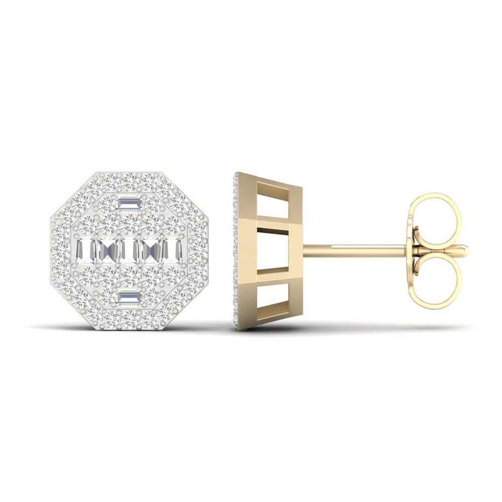 Men\'s Diamond Earrings 1/2 ct tw Round/Baguette 10K Yellow Gold KJPMCa4X