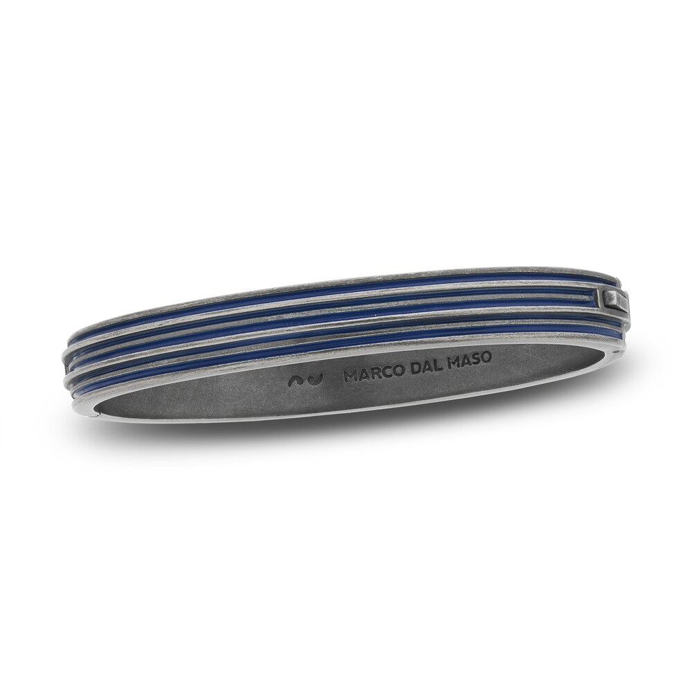 Marco Dal Maso Men's Acies Wide Bangle Bracelet Blue Enamel Sterling Silver 7" KKA85CRT Marco Dal Maso Men's Acies Wide Bangle Bracelet Blue Enamel Sterling Silver 7" KKA85CRT