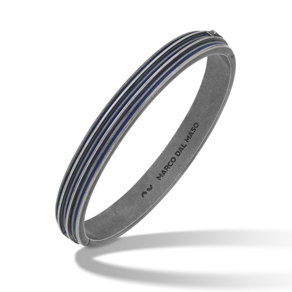 Marco Dal Maso Men\'s Acies Wide Bangle Bracelet Blue Enamel Sterling Silver 7\" KKA85CRT Marco Dal Maso Men\'s Acies Wide Bangle Bracelet Blue Enamel Sterling Silver 7\" KKA85CRT