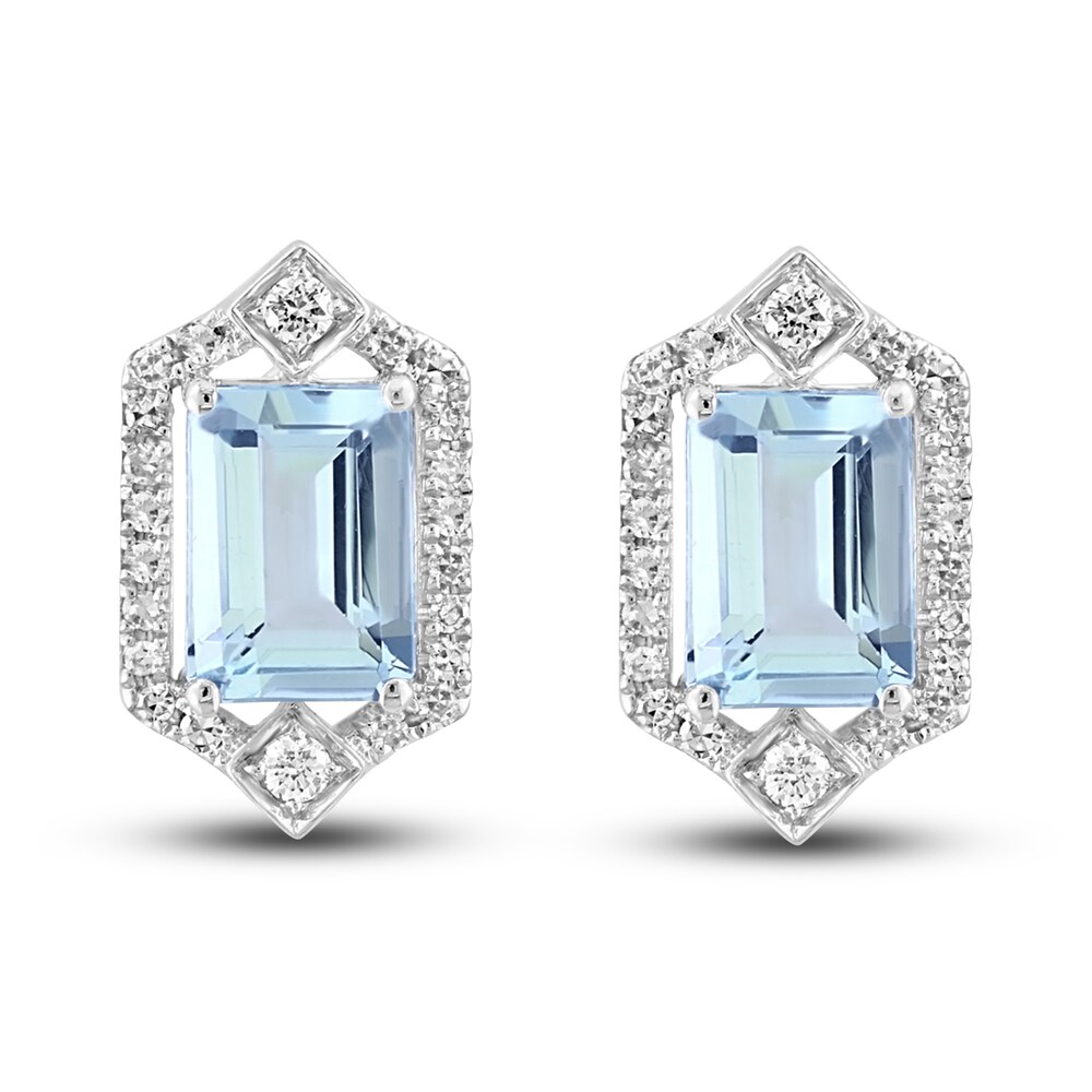 LALI Jewels Natural Aquamarine Earrings 1/5 ct tw Diamonds 14K White Gold KVaxQ2Eh LALI Jewels Natural Aquamarine Earrings 1/5 ct tw Diamonds 14K White Gold KVaxQ2Eh