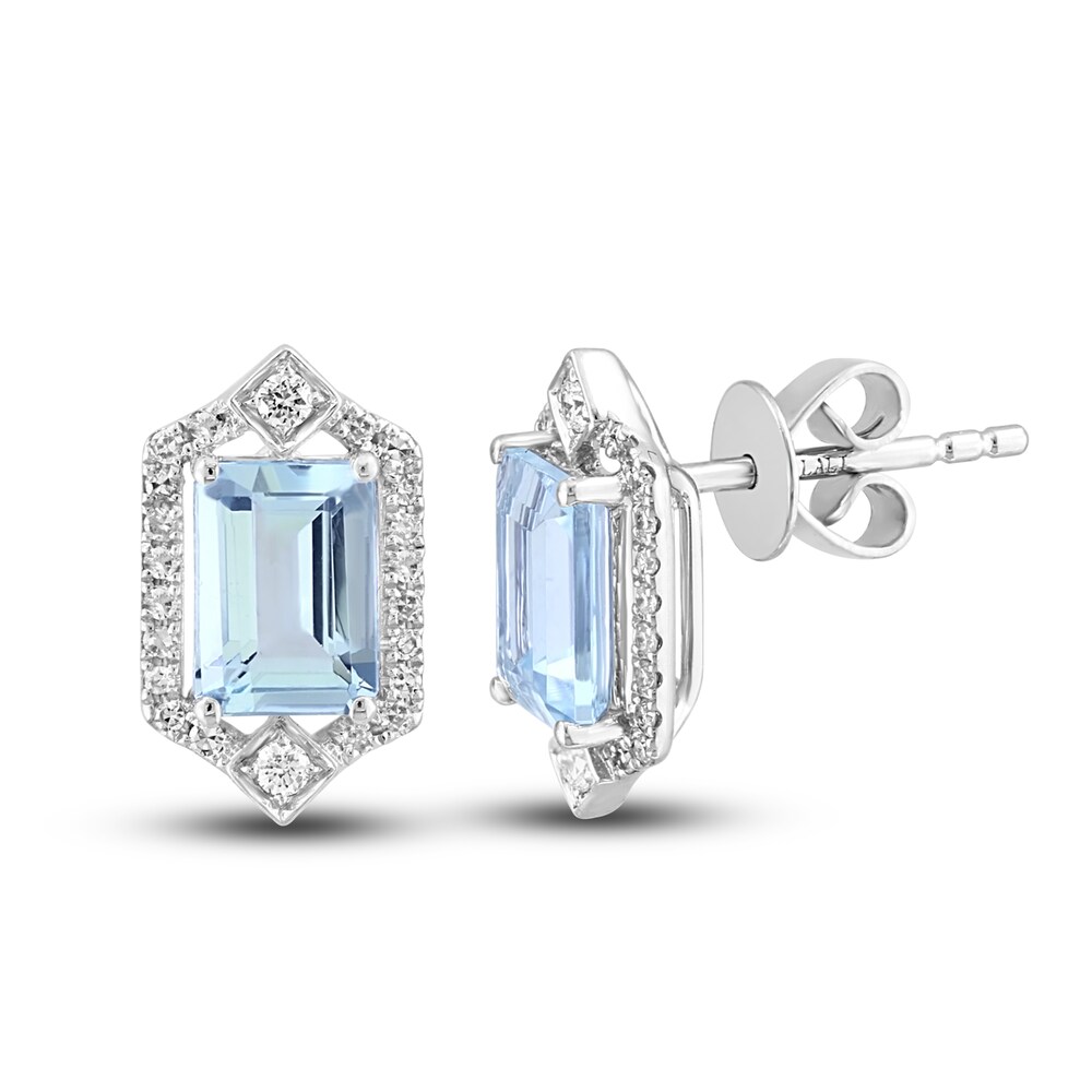 LALI Jewels Natural Aquamarine Earrings 1/5 ct tw Diamonds 14K White Gold KVaxQ2Eh